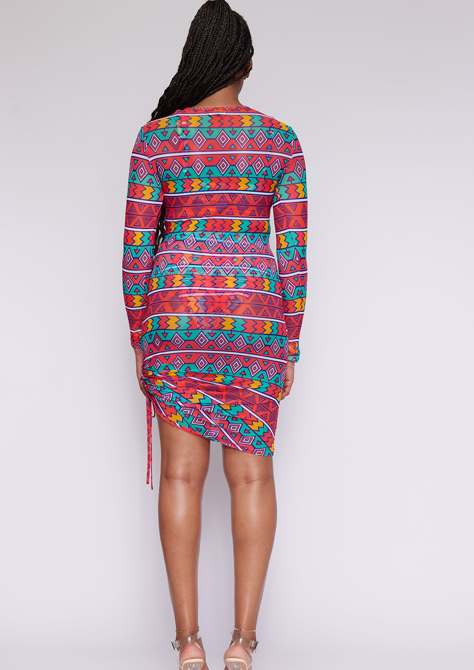 Fola Women's African Print Mesh Cover-Up (Rainbow Tribal) - Clearance