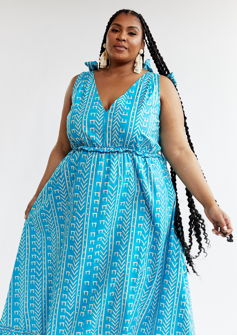 Kulale Women's African Print Maxi Dress (Sky Blue Mudcloth) - Clearanc ...