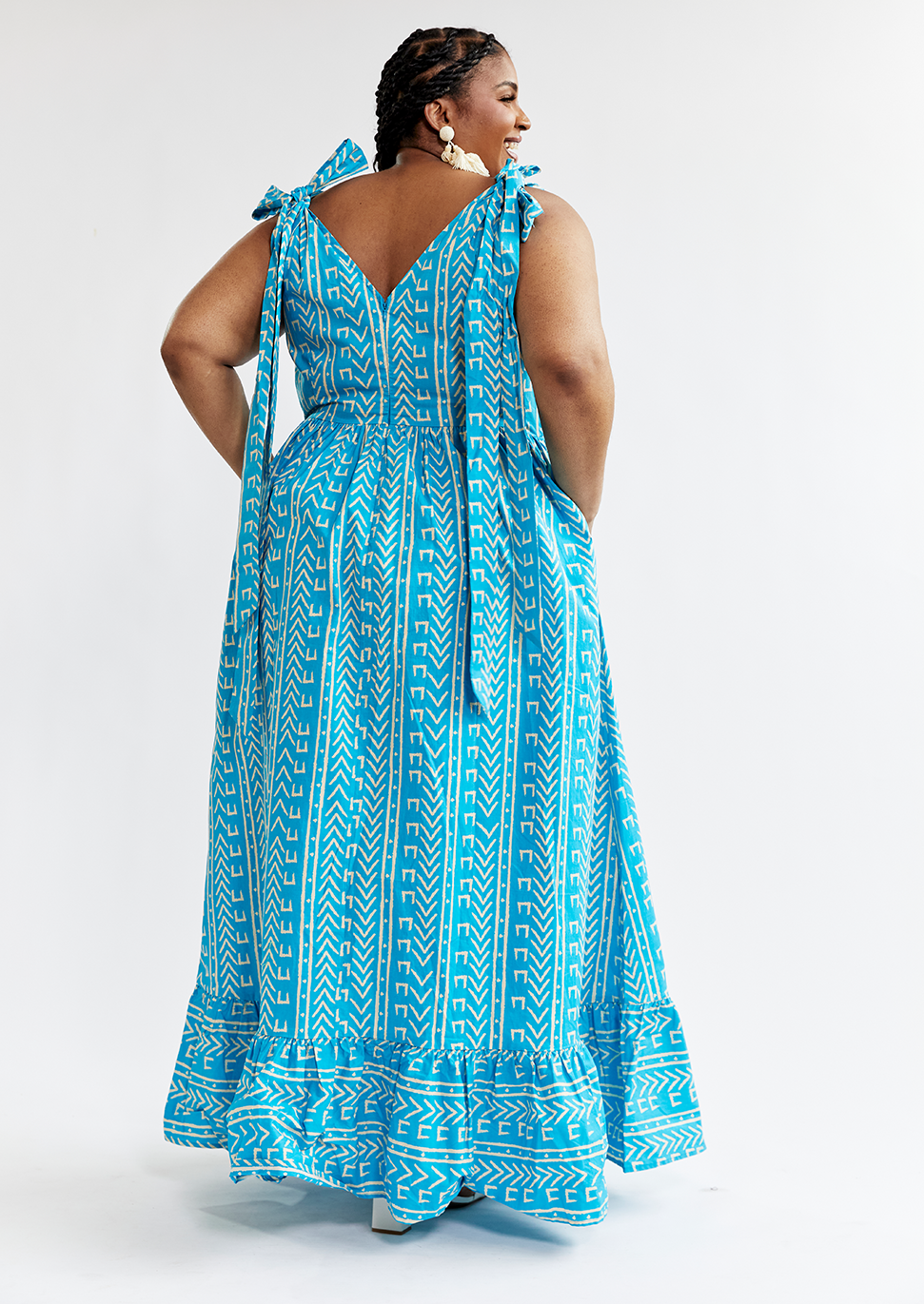 Kulale Women's African Print Maxi Dress (Sky Blue Mudcloth) - Clearanc ...