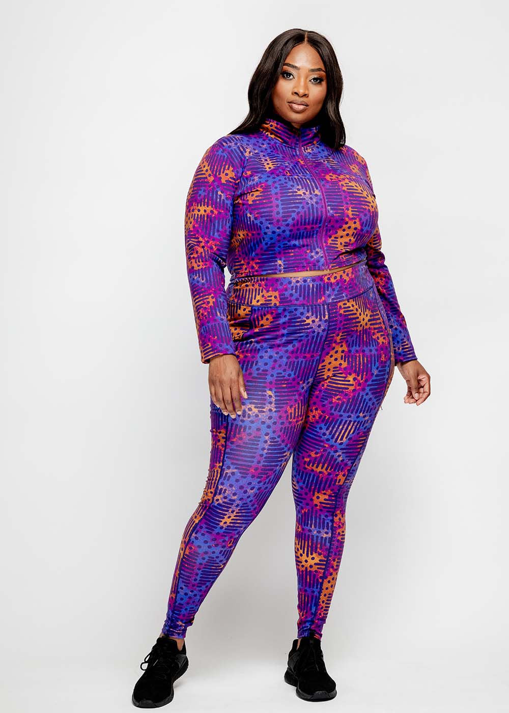 Sise Women's African Print Leggings (Violet Adire) - Clearance