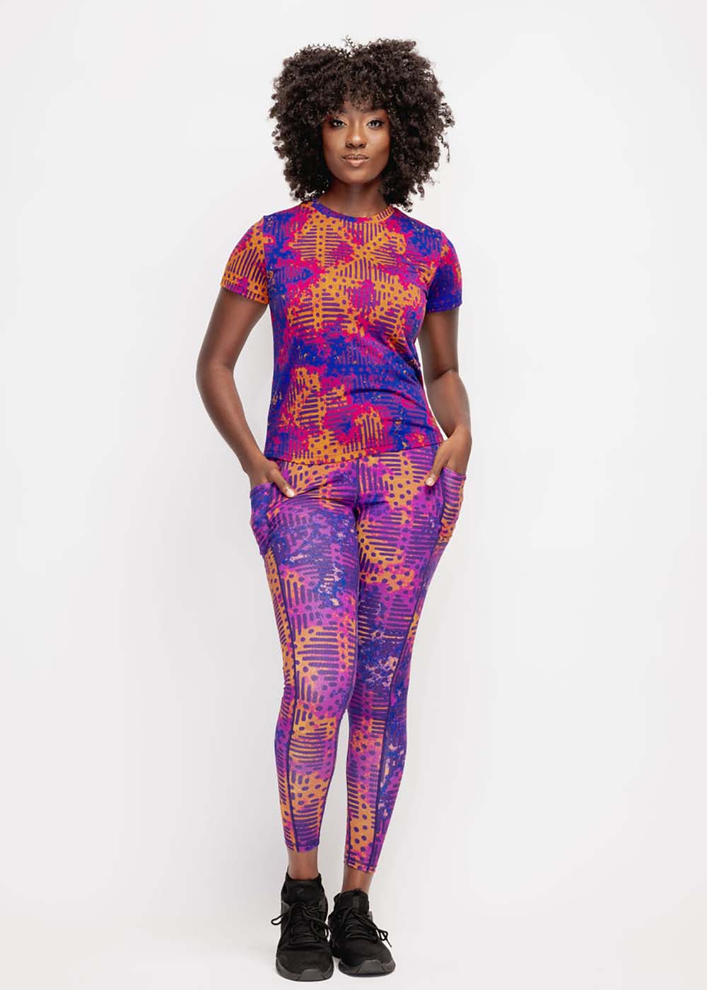 Sise Women's African Print Leggings (Violet Adire) - Clearance