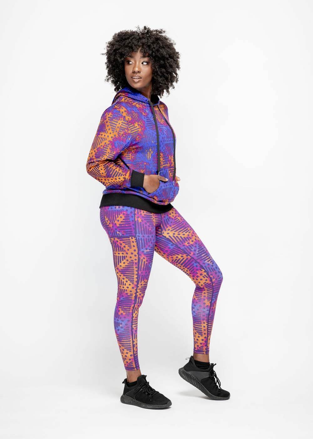 Sise Women's African Print Leggings (Violet Adire) - Clearance