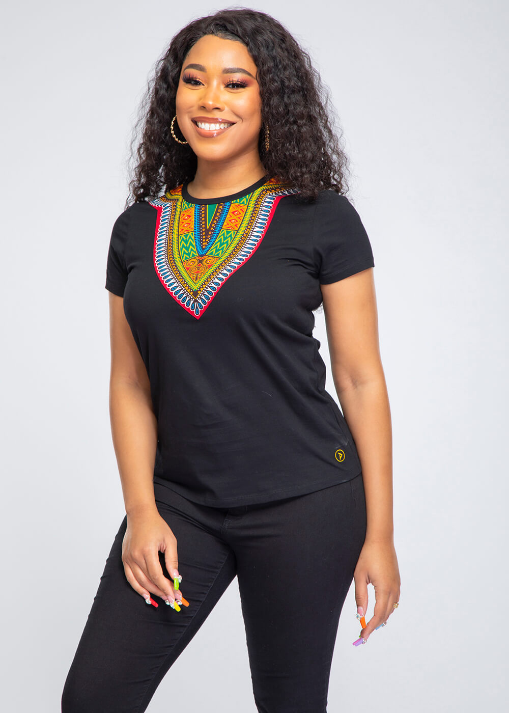 Amara Women's Dashiki T-Shirt (Black)